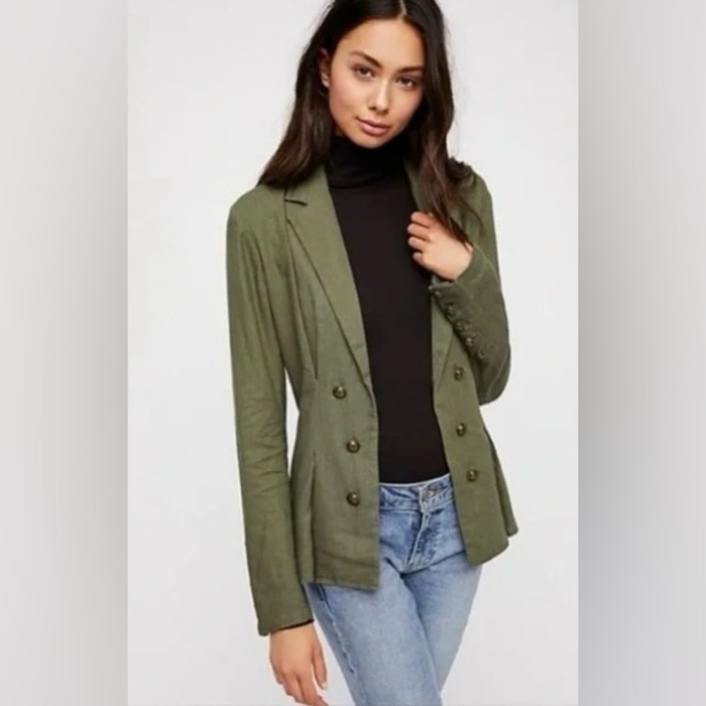 Free People Military Blazer-Moss